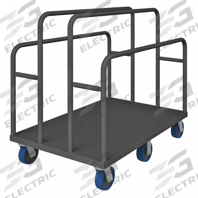 APPROVED VENDOR Panel Truck: 3,600 lb, Gray, 48 in L x 30 in W x 45 in H Deck - Multi-Height Vertical Panel Trucks with Fixed Rails
