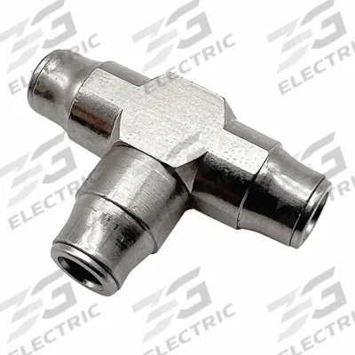 LEGRIS Push-Fit Tee Fitting: 3 mm OD x 3 mm OD Size, Brass, 14 mm Overall Lg - Nylon & Nickel-Plated Brass Tube Fittings