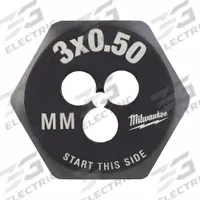 MILWAUKEE Hex Threading Die: M3x0.5 Metric, 1 in Hex Wd, Black Oxide Carbon Steel (MPN 49-57-5311)