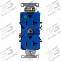 LEVITON Duplex Receptacle/Oultet, 20 Amp: Hospital Grade, Duplex, 5-20R, Blue, 125V AC, 20 A (MPN 8300-HBU)