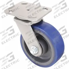HAMILTON Plate Caster: Swivel, No Brake, Polyurethane, 6 in Wheel Dia, 2 in Wheel Wd, Slot, Ball (MPN S-WH-6SPB). Key specifications — Wheel Bearing Type: Ball; Wheel/Tread Color: Blue; Brand: HAMILTON; Caster Type: Swivel.