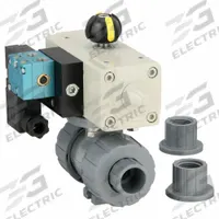HAYWARD FLOW CONTROL Pneumatically Actuated Two-Way Ball Valve: 1/2 in, CPVC, Air to Air (MPN PSDTBH205STVA8). Key specifications — Brand: HAYWARD FLOW CONTROL; Connection Gender - Side 1: Female; Actuator Features: Position Indicator; Actuator Operation: Air to Air; Actuator Series: PSD; Connection Gender - Side 2: Female; Connection Type - Side 1: True-Union Socket/True-Union NPT; Connection Type - Side 2: True-Union Socket/True-Union NPT.