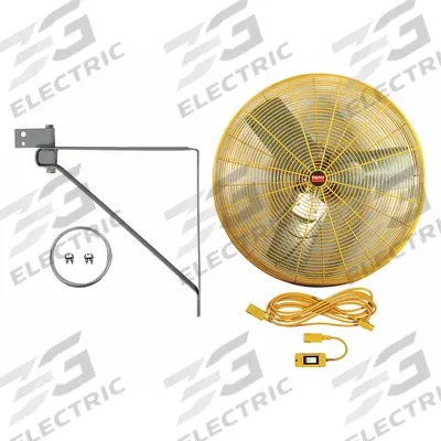 Dayton Mounted Fan: 24 in Blade Dia, 115V AC, 1/3 hp Motor HP - High-Visibility Industrial Wall-Mount Fans