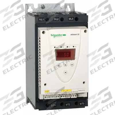 SCHNEIDER Soft Start: 208-600V AC, 62 A Output Current, With Bypass, IP20/NEMA 1 - Schneider Altistart ATS 22