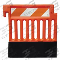 APPROVED VENDOR Pedestrian Barricade: Manual Carry, 38 in Ht, 3 9/16 ft Lg, 15 1/4 in Wd, Orange (MPN CSP-SW38-O-HIPFRHL-35B). Key specifications — Brand: APPROVED VENDOR; Portability: Manual Carry; Material: Polyethylene; Message: No Legend; Includes: Self-Weighted Base; Finish: Unfinished; Connecting Option: Interlocking; ADA Compliance: Yes.