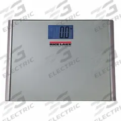 RICE LAKE WEIGHING SYSTEMS Bathroom Scale: Digital, kg/lb, 15 3/8 in Weighing Surface Wd (MPN 201124). Key specifications — Brand: RICE LAKE WEIGHING SYSTEMS; Weighing Units: kg; Standards: CE Approved; IP Rating: Not IP Rated; Indicator Attachment: Integrated; Includes: (2) AAA Batteries; Readability: 0.2 lb.