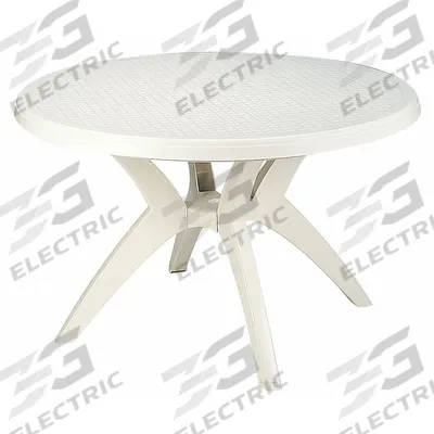GROSFILLEX Patio Table: White, Resin, 29 in Overall Ht, 46 in Overall Dia, Polypropylene - Round Top Patio Tables