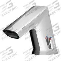 SLOAN Bathroom Sensor Faucet: BASYS, Cast Zinc, Chrome Finish, Single-Post, Battery, Back-Check Tee (MPN EFX350.000.0000). Key specifications — Brand: SLOAN; Includes: (4) AA Alkaline Battery; Series: BASYS.