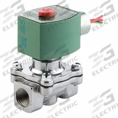 REDHAT Solenoid Valve: 2-Way, Normally Open, 1/2 in Pipe Size, 110V AC/120V AC, Watertight, NBR Seal (MPN 8210G030). Key specifications — attr985516: 1/2 in; attr985521: 110V AC; attr985484: REDHAT; attr985485: Watertight.
