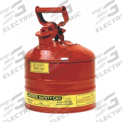 JUSTRITE Type I Safety Can: For Use With Flammables, 2 1/2 gal Capacity, Powder Coated Steel - Flammable Liquids Safety Cans