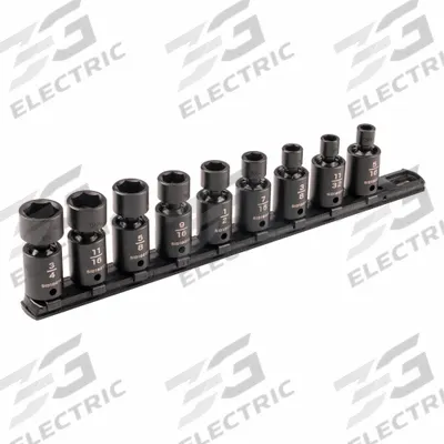 TEKTON Flex Impact Socket Set: 3/8 in Drive Size, 9 Pieces - SAE Flex Impact Socket Sets