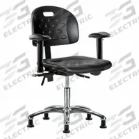 Ergonomic Chair: Polyurethane, Arms Included, Ht Range 17 3/4 in to 23 in, 18 in Seat Wd, Adj, Black (MPN BR-HPDHCH-CR-T1-A1-RG-BLK). Key specifications — Foot Support: No; Back Tilt Backward: 13.5°; Back Tilt Forward: 10.5°; Base Material: Aluminum; Brand: APPROVED VENDOR; Product Type: Ergonomic Chair; ESD-Safe: Not ESD Safe; Seat Tilt Backward: 3°.
