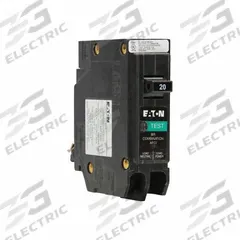 EATON Circuit Breaker: 20 A, 120V AC, Single Phase, 10kA at 120V AC, Type BR Loadcenters, 1 Poles (MPN BRP120AF). Key specifications — Amps: 20 A; AC Voltage Rating: 120V AC; Phase: Single; Max. AIR Rating: 10kA at 120V AC; Circuit Breaker Type: Combination Arc Fault Circuit Interrupter with Plug-On Neutral; For Use With: Type BR Loadcenters; Brand: EATON.
