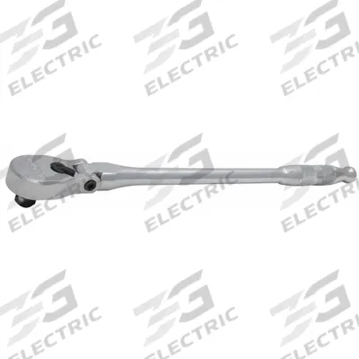 PROTO Hand Ratchet: Pear, Reversible, 17 1/2 in Overall Lg, Chrome, 4° Min Arc Swing - Flex-Head Ratchets