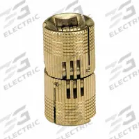 SOSS Hidden Barrel Hinge: Brass, 45/64 in Leaf Ht, 45/64 in Leaf Wd, 0 Holes per Leaf (MPN BH184). Key specifications — Material: Brass; Brand: SOSS; Finish: Satin Brass, Clear Coated.