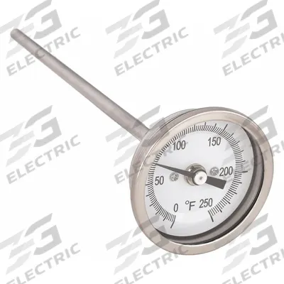 APPROVED VENDOR Dial Thermometer: 0°F to 250°F, ±1%@ 41 to 200°F - Back-Mount Fixed-Angle Thread-Mount Dial Thermometers