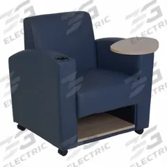 REGENCY Armchair: Blue, Navy Blue, 4 Casters/Glides, Built-In Shelf Below Seat, 31 in Overall Wd (MPN 7701NOBE). Key specifications — Brand: REGENCY; Features: Built-In Shelf Below Seat; Frame Color: Navy Blue; Back Material: Vinyl; Seat Material: Vinyl; Chair Material: Vinyl.