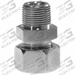 ERMETO Compression Fitting Adapter: 8 mm OD Size, 1/4-18 Thread Size, 630 bar Max Op Pressure (MPN GE08S1/4NPTCFX). Key specifications — Brand: ERMETO; Series: Ermeto DIN.