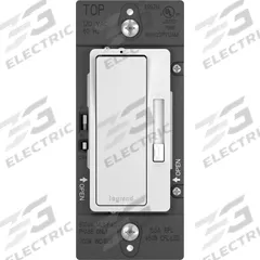 PASS & SEYMOUR Lighting Dimmer: Fluorescent/LED, Side, 1-Pole/3-Way, 120V AC, 5.5 A, 450W (CFL, LED) (MPN RH703PTUWAMCC4). Key specifications — Brand: PASS & SEYMOUR; Current Rating: 5.5 A; Wiring Method: Side; Lighting Technology: Fluorescent; Load Rating @ 120V AC: 450W (CFL, LED); Neutral Required: Yes; Operating Voltage: 120V AC; Series: Radiant.