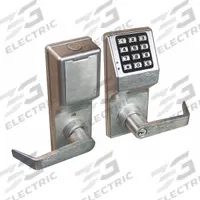 LOCDOWN Electronic Keyless Lock: Keypad, Chrome (MPN DL4100IC US26D). Key specifications — Product Type: Electronic Keyless Lock; Manufacturer Part Number: DL4100IC US26D; Access Method: Keypad; Lever Style: Clutch.