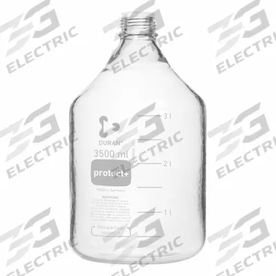 DURAN Narrow Mouth Round Glass Bottles - Safety Coated: 3.5 L, 45 mm, Colorless - Safety Coated Wide Mouth Round Glass Lab Bottles