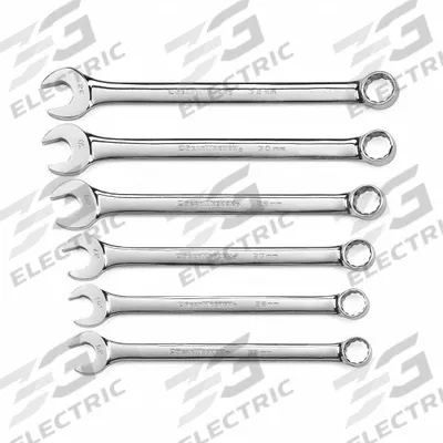 GEARWRENCH Combination Wrench Set: Alloy Steel, Full Polish Chrome, 6 Tools - Metric 12-Point Combination Wrench Sets