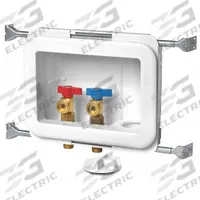 OATEY Outlet Box: PEX F2159, 1/4 in Turn, Adj, 8.33 in Box Wd, 5.5 in Box Ht (MPN 38479). Key specifications — Valve Connection: 1/4 in Turn; Inlet Connection: PEX F2159; Drain Location: Adjustable; Brand: OATEY.