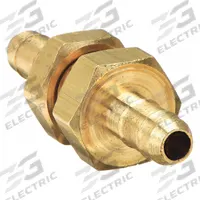 PARKER Barbed Fitting Union: 3/8 in ID x 3/8 in ID Size, Barbed x Barbed, Brass, Bulkhead, Rigid (MPN 22BH-6-6). Key specifications — Brand: PARKER.