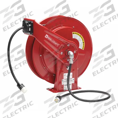 REELCRAFT Extension Cord Reel: Ratchet Lock, 100 ft Cord Lg, 12 AWG, SEOOW, 5-20R Cord Lg - Self-Retracting Cord Reels