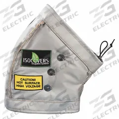 UNITHERM Insulated Pipe Jacket: For 0 in to 6 in Circumference, Fiberglass/Mineral Wool, 3 in Thick (MPN IE0245). Key specifications — Color: Gray; Cover Type: Elbow Jacket; Fastening System: Quick Release Fabric Flap and Wiretwists; For Valve Type: Universal; Jacket Material: Silicone Coated Fiberglass Cloth; Brand: UNITHERM; For Fitting Type: 45° Elbow.