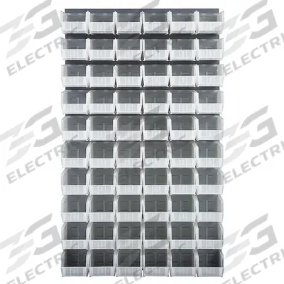 QUANTUM STORAGE SYSTEMS Louvered Panel: 61 in x 36 in x 1 in, 1 Sides, 60 Bins - Wall-Mount Louvered Panels with Bins