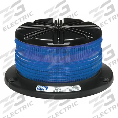 ECCO Beacon Light: Flashing Beacon, Blue, 3 1/8 in Overall Ht, LED - Vehicle Flashing Beacons
