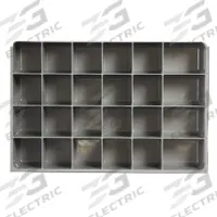 Compartment Drawer Insert: 13 3/8 in x 9 1/4 in x 2 in, 24 Compartments, 0 Dividers, Gray (MPN 229-95-24-IND). Key specifications — Color: Gray; Compartment HxWxD: (20) 2-13/64 in x 1-15/16 in; Removable Dividers: No; Compatible Manufacturer Model Number: 226-95; Brand: DURHAM MFG.