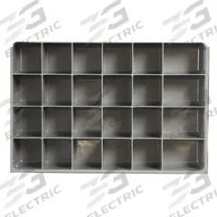Compartment Drawer Insert: 13 3/8 in x 9 1/4 in x 2 in, 24 Compartments, 0 Dividers, Gray (MPN 229-95-24-IND). Key specifications — Color: Gray; Compartment HxWxD: (20) 2-13/64 in x 1-15/16 in; Removable Dividers: No; Compatible Manufacturer Model Number: 226-95; Brand: DURHAM MFG.