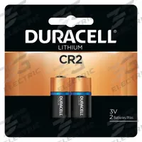DURACELL Battery: CR2 Battery Size, Lithium, 1,000 mAh Capacity, 3V DC, 2 PK (MPN DLCR2). Key specifications — Battery Chemistry: Lithium; Brand: DURACELL.
