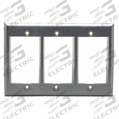 HUBBELL PREMISE WIRING Wall Plate: 3 Gang, Flat Module, Silver - Modular Keystone Wall Plate Frames