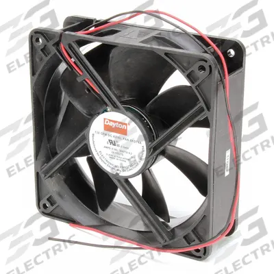 Dayton Axial Fan: 108 cfm Airflow @ 0.000 in SP, 4 11/16 in Ht, 1 1/2 in Dp, Lead Wires - Standard Square Axial Fans