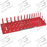 HANSEN Socket Tray: Red, 18 1/8 in Overall Wd, 42 Posts/Slots, Plastic, Sockets (MPN 12013). Key specifications — attr1125348: Plastic; attr1125346: HANSEN; attr1125347: Red; attr1136588: Sockets; attr1125364: Socket Tray.