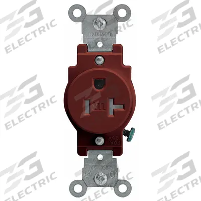 LEVITON Receptacle: Single, 5-20, Brown, 125V AC, 20 A, 2 Pole / 3 Wire (MPN T5020) - General Purpose Receptacles