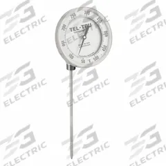 TEL-TRU Dial Thermometer: 50°F to 500°F, +/- 1% Accuracy, 9 in Stem Lg, Fahrenheit (MPN AA575R-0964). Key specifications — Temperature Units: Fahrenheit; Accuracy: +/- 1%; Brand: TEL-TRU.