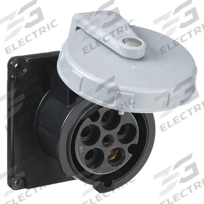 HUBBELL Pin and Sleeve Receptacle: Black, 347/600V AC, Three Phase, 100 A, 4 Pole - Watertight Receptacles