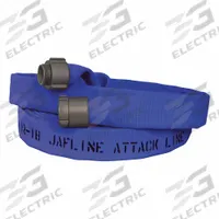 JAFLINE Fire Hose: Double Jacket, 2 in Hose Inside Dia, 100 ft Hose Lg, Blue (MPN JL200B100-NH150). Key specifications — attr660609: NST x NH; attr660602: Rocker; attr660607: Aluminum.