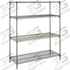 METRO Wire Shelving, Shelf, Metal, Adjustable Shelving: Starter, 48 in x 24 in, 63 in Overall Ht (MPN A556K3). Key specifications — attr14139: Wet; attr15466: Green; attr14146: Epoxy Coated; attr5334: Stainless Steel; attr38284: METRO.