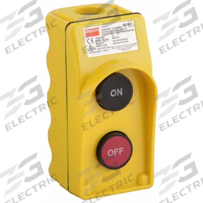 Dayton Pendant Control Station: (2) Push Buttons, 1NO/1NC, On/Off - Push-Button Pendants