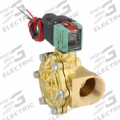 REDHAT Solenoid Valve: 2-Way, Normally Closed, 1 1/2 in Pipe Size, 100 to 240V AC/DC, Watertight (MPN 8210P022). Key specifications — Pipe Size: 1-1/2 in; Voltage: 100 to 240V AC/DC; Brand: REDHAT; Coil Enclosure: Watertight.