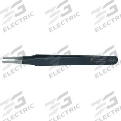 KNIPEX Precision Tweezers: Stainless Steel, Round, Straight Tip - ESD-Safe Tweezers