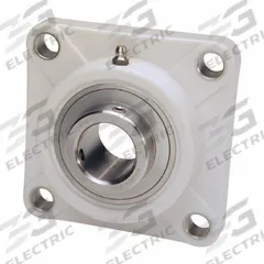 IPTCI BEARINGS 4 Bolt Flange Bearing: Radial Ball, 1 3/16 in Bore, PBT Plastic, Set Screws (MPN SUCTF206-19). Key specifications — Bore Type: Cylindrical; Brand: IPTCI BEARINGS; Housing Material: PBT Plastic; Lubricant Material: H-1 Grease; Mounting Bolt Size: 3/8 in; Split Housing: Not Split; System of Measurement: Inch.