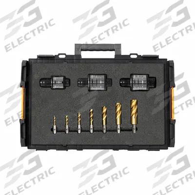 HOLEMAKER TECHNOLOGY Impact Wrench Clutched Tapping Set: 9 Pc, 6H - VersaDrive Spiral-Flute Impact Tap & Clutched Tapping Adapter Sets