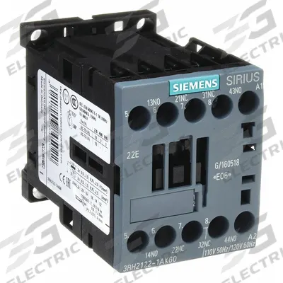 Siemens Control Relay: DIN-Rail & Surface Relay Mounting, 120V AC Coil Volt, 2NO/2NC - Combination DIN-Rail & Surface-Mounted Relays