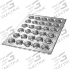 CHICAGO METALLIC Mini Muffin Pan: Aluminized Steel, 30 Slots, 12 7/8 in Overall Wd, 22 ga Gauge (MPN 45195). Key specifications — Pan Style: Muffin Pan; Brand: CHICAGO METALLIC; Color: Silver; Material: Aluminized Steel; NSF Certified: No; Number of Slots: 30.